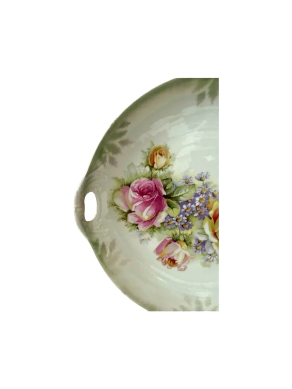 Antique Oscar Gutherz OG Crown Double Handled Plate Floral Bouquet Roses